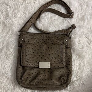 Elegant Faux Ostrich Leather Brown Shoulder Bag